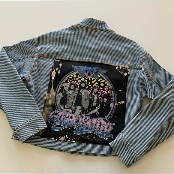 Via Penny Lane Reworked Apparel | Aerosmith Graphic Denim Jacket XS - Picture 8 of 11
